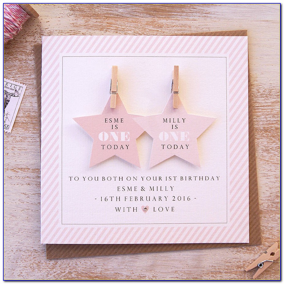 Personalised Twins First Birthday Card