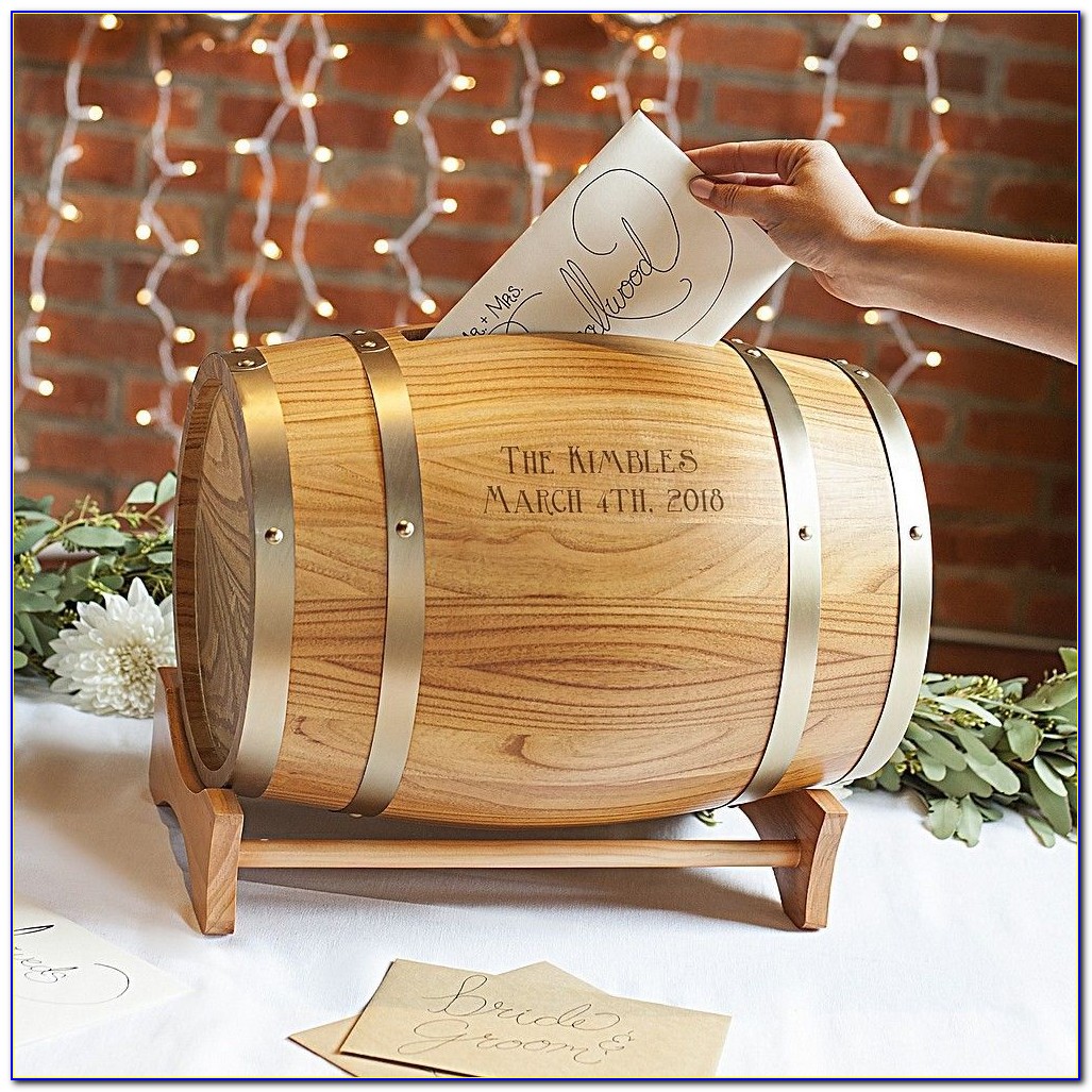 Personalized Wine Barrel Wedding Card Holder