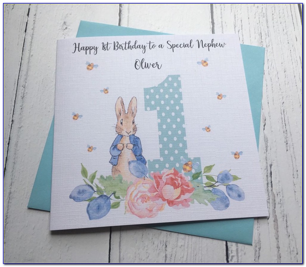 Peter Rabbit First Birthday Card