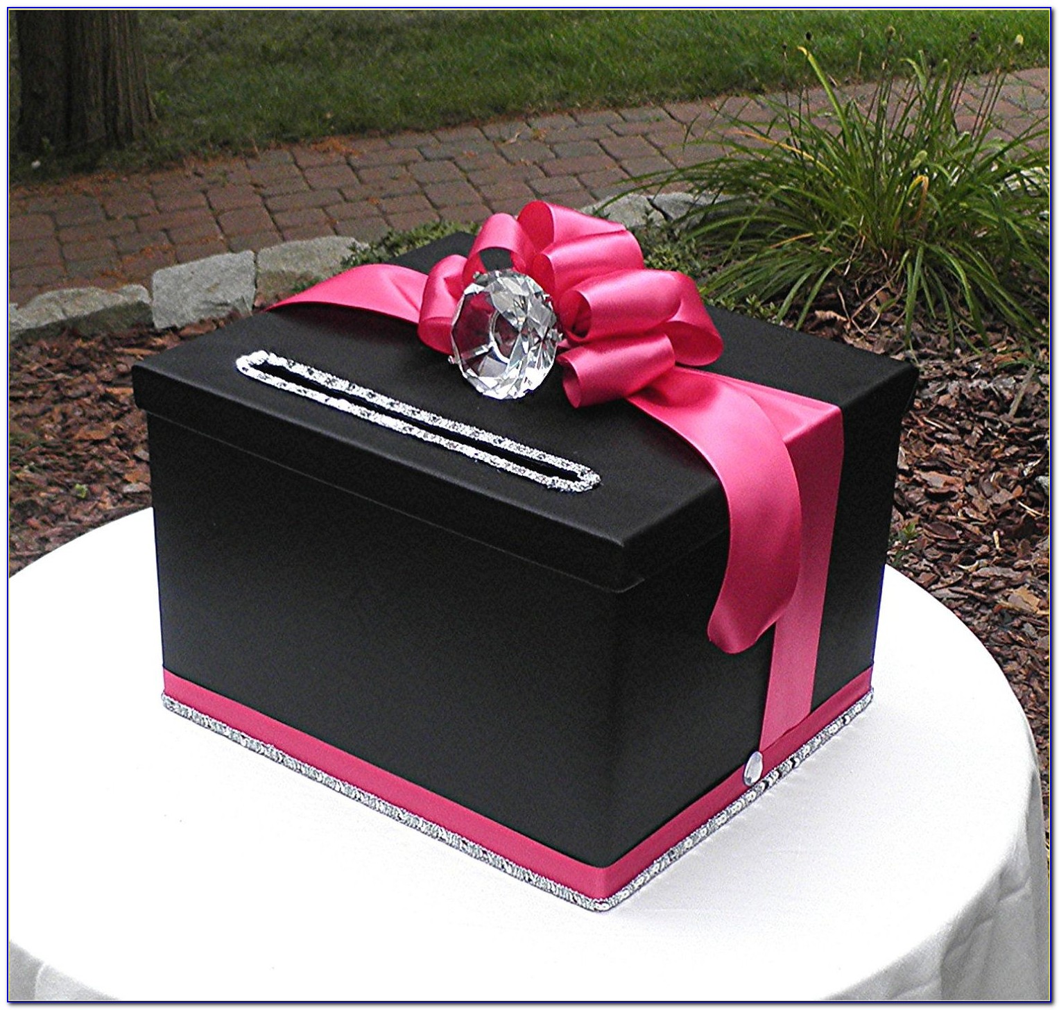 Pink And Black Wedding Card Box