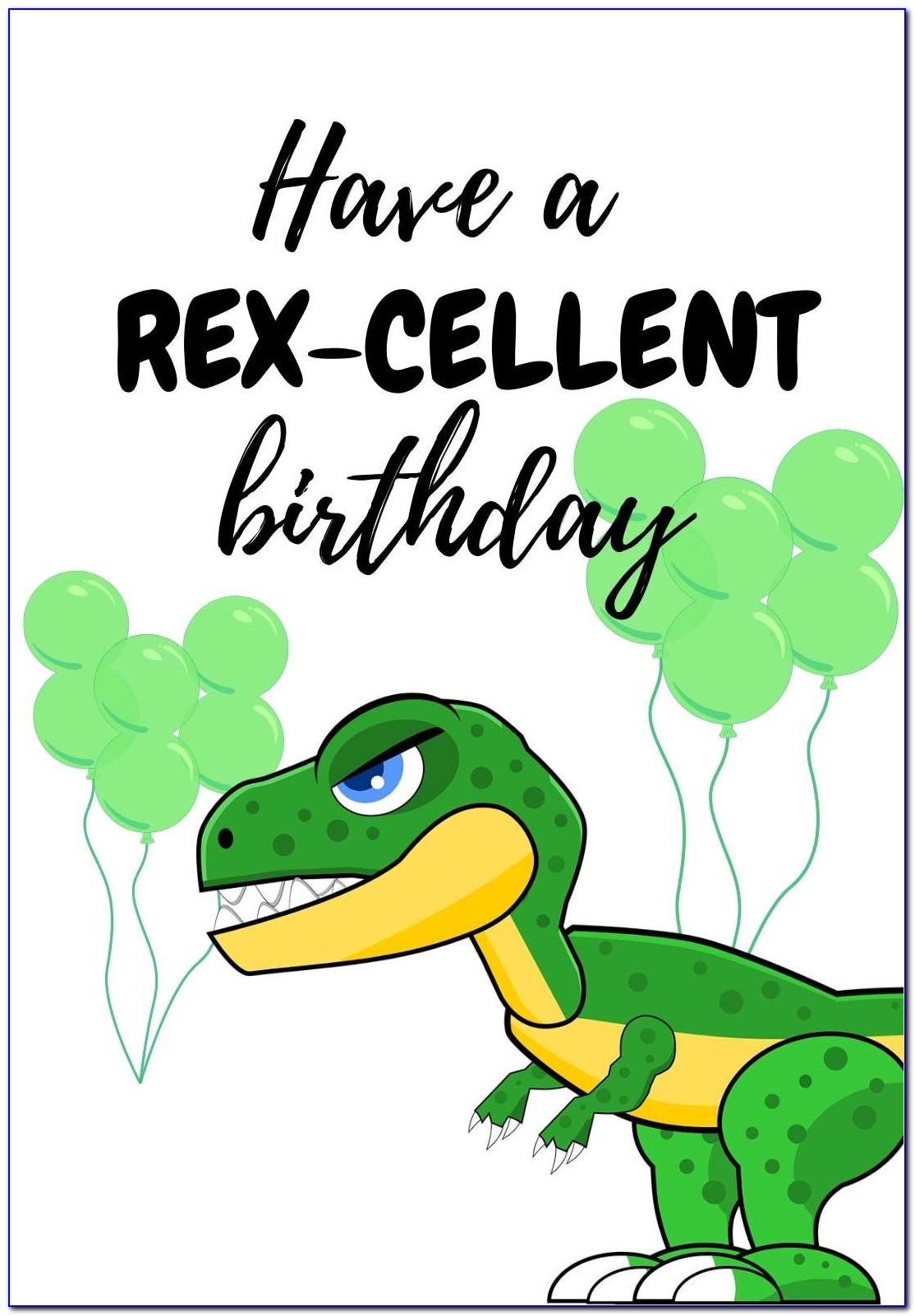 Printable Dinosaur Happy Birthday Card