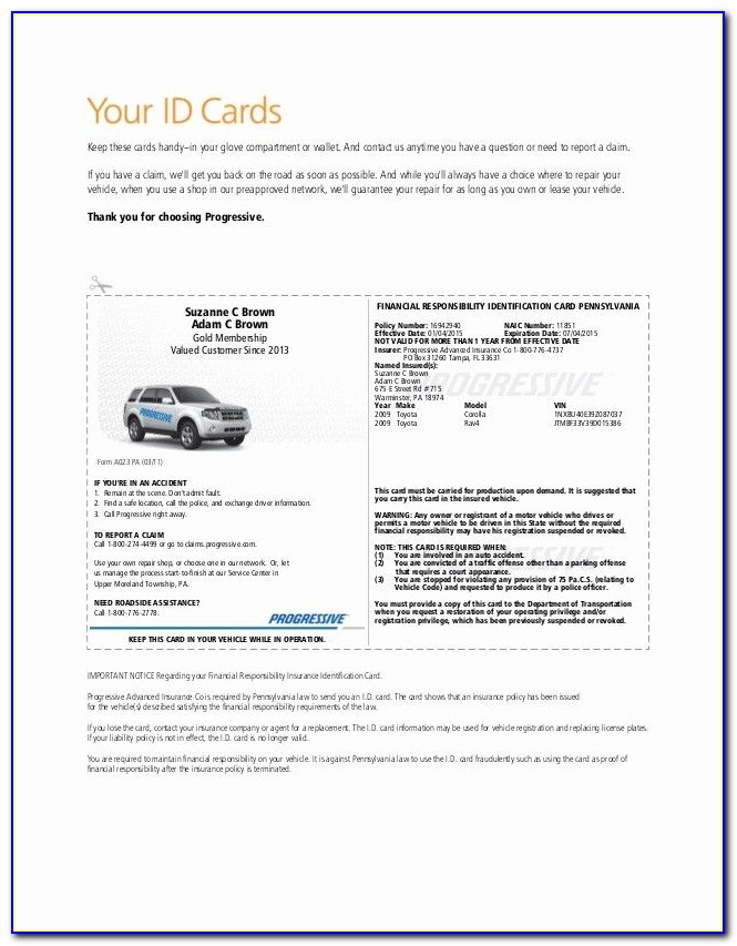 Printable Fake Car Insurance Card Template