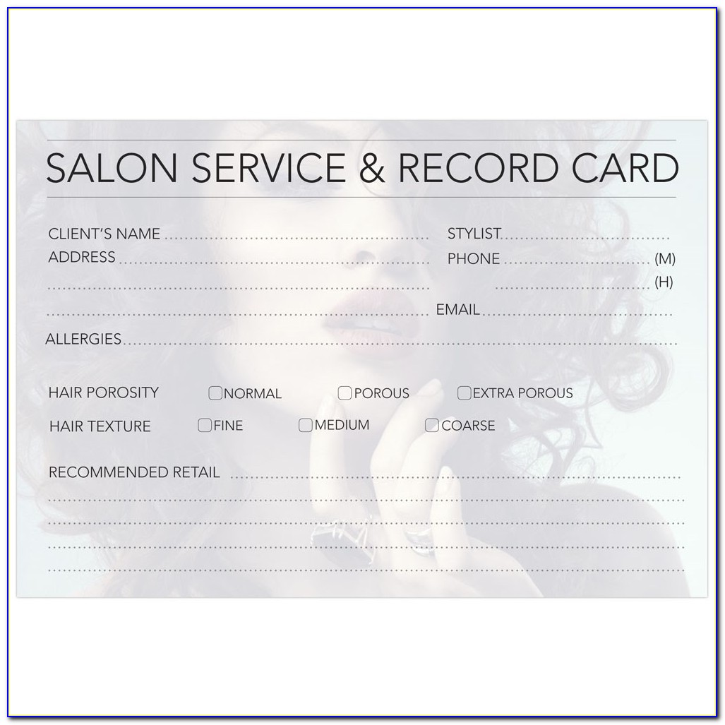 Printable Hair Salon Client Record Card Template