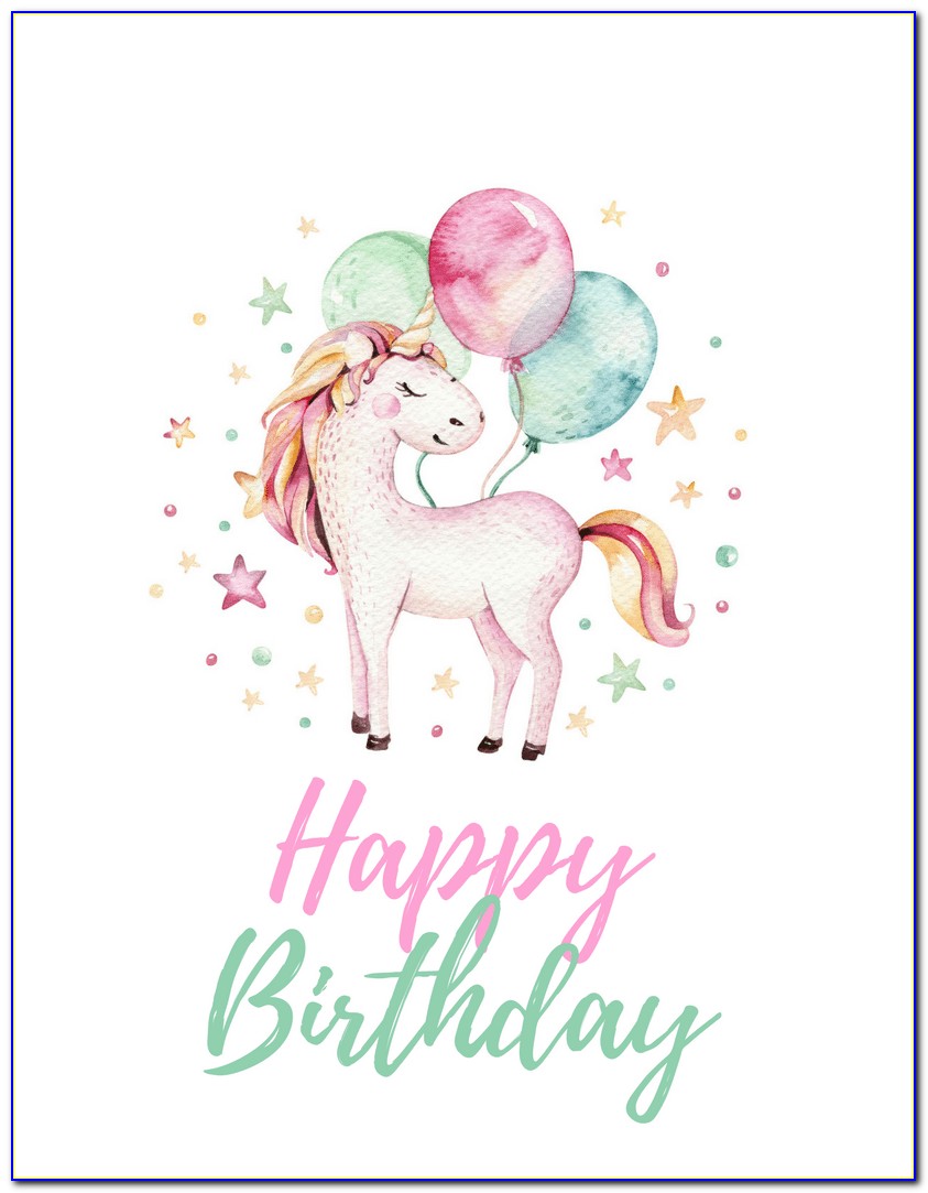 Printable Unicorn Coloring Birthday Card