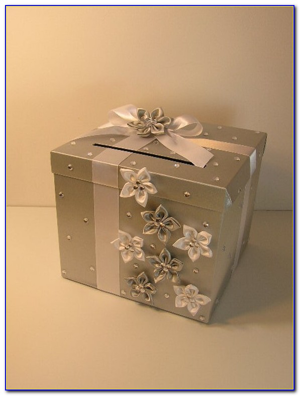 Silver Glass Wedding Card Box