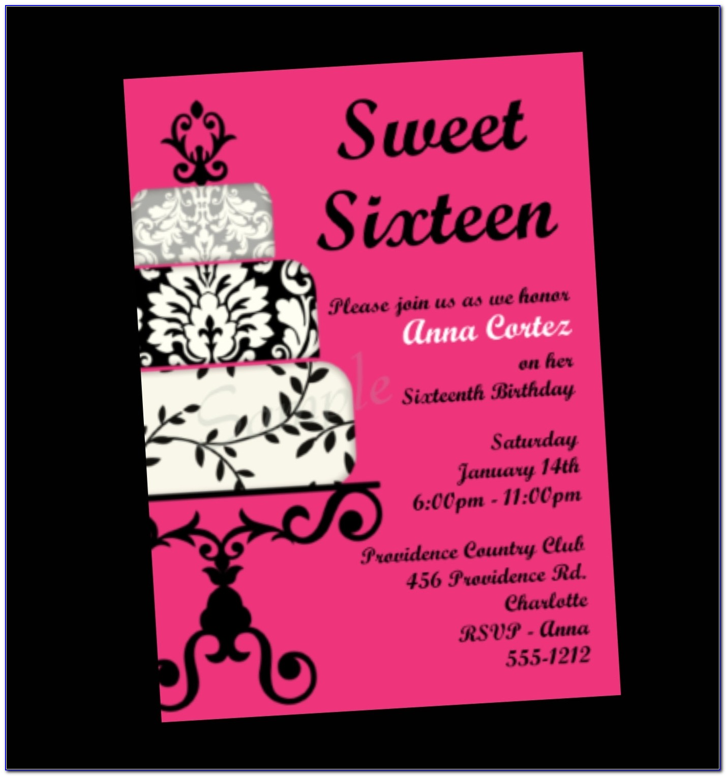 Sweet Sixteen Birthday Invitation Card