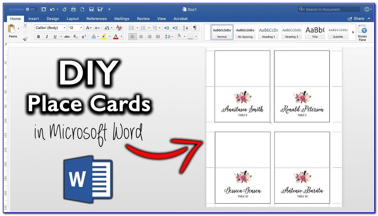 Table Card Template Microsoft Word
