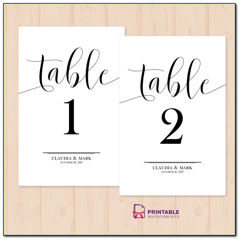 Table Number Cards Template Free