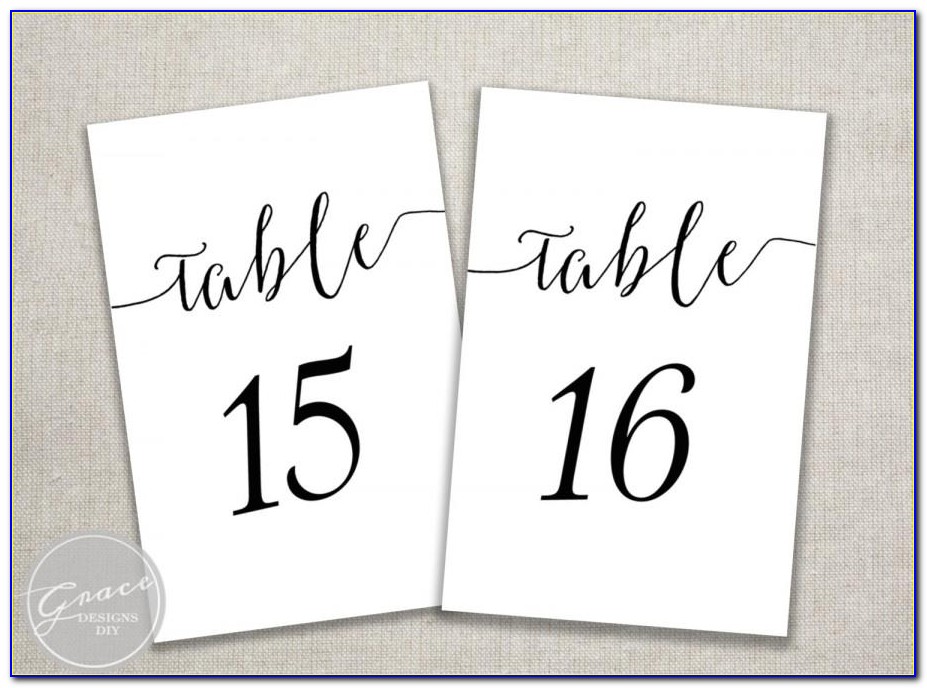 Table Number Cards Template Word
