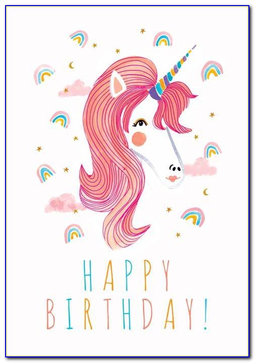 Unicorn Birthday Card Print