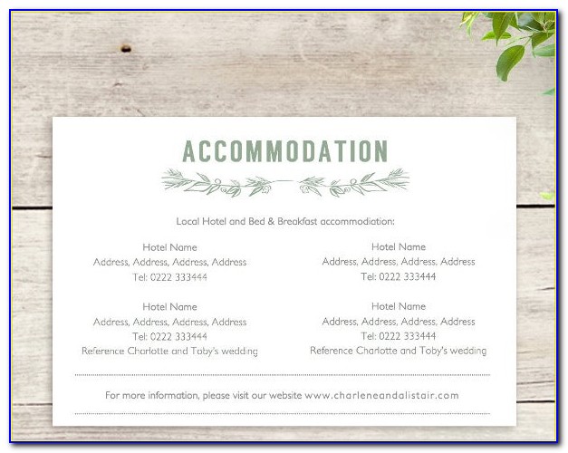 Wedding Accommodation Card Template