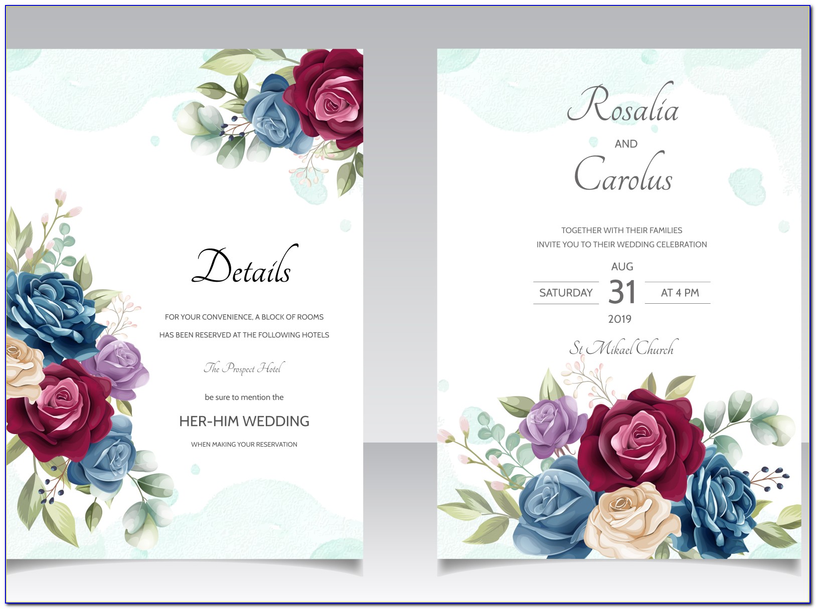 Wedding Card Floral Designs Vector