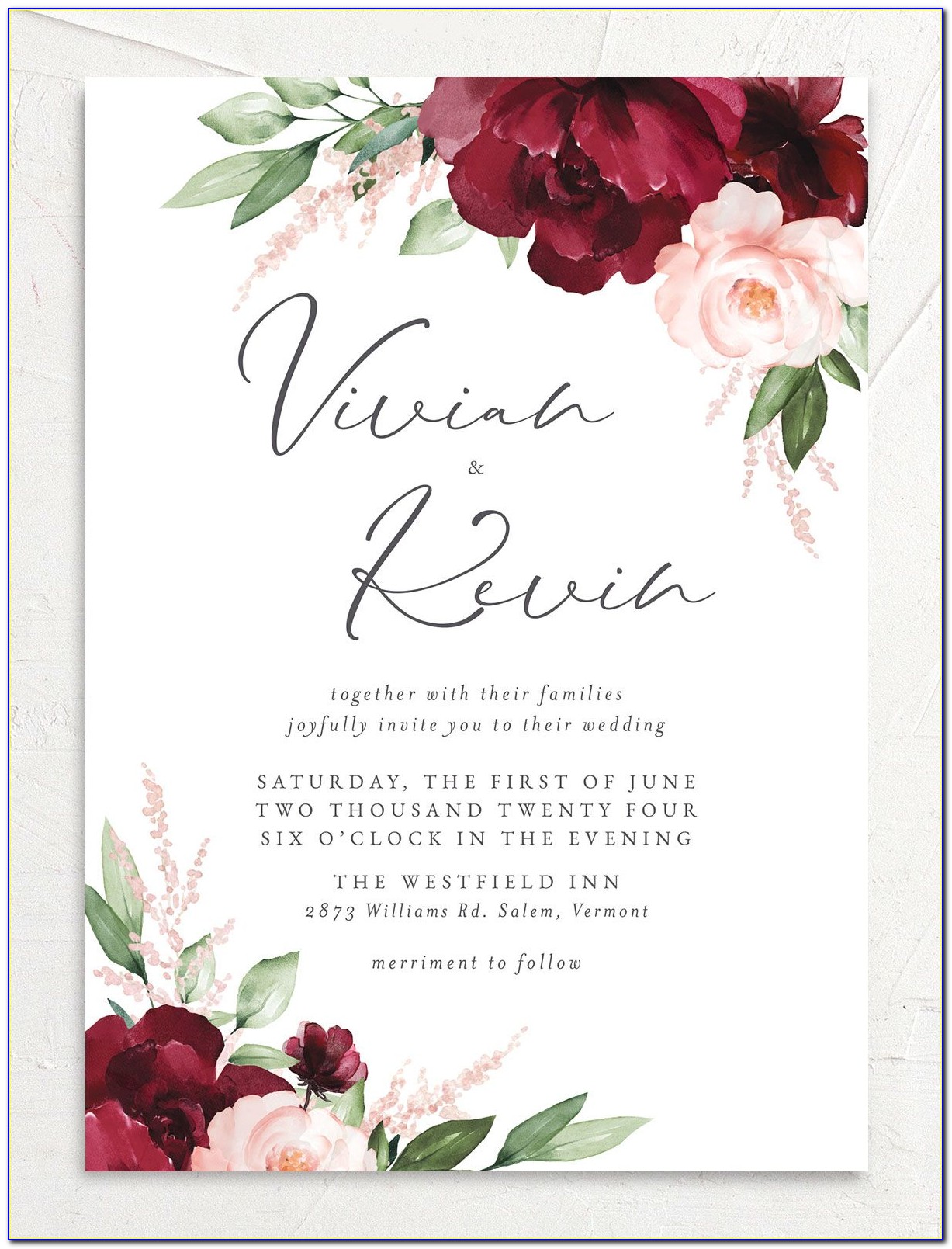 Wedding Card Floral Template