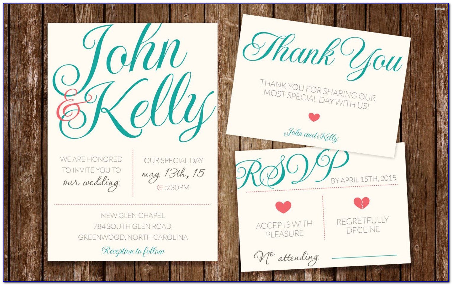 Wedding Invitations With Rsvp Cards Attached