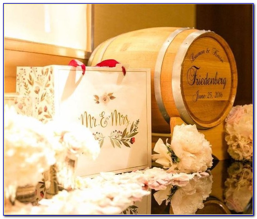 Wood Wine Barrel Wedding Gift Cards Holder