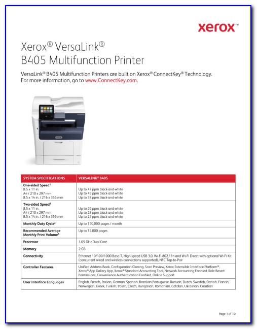 Xerox B405 Brochure