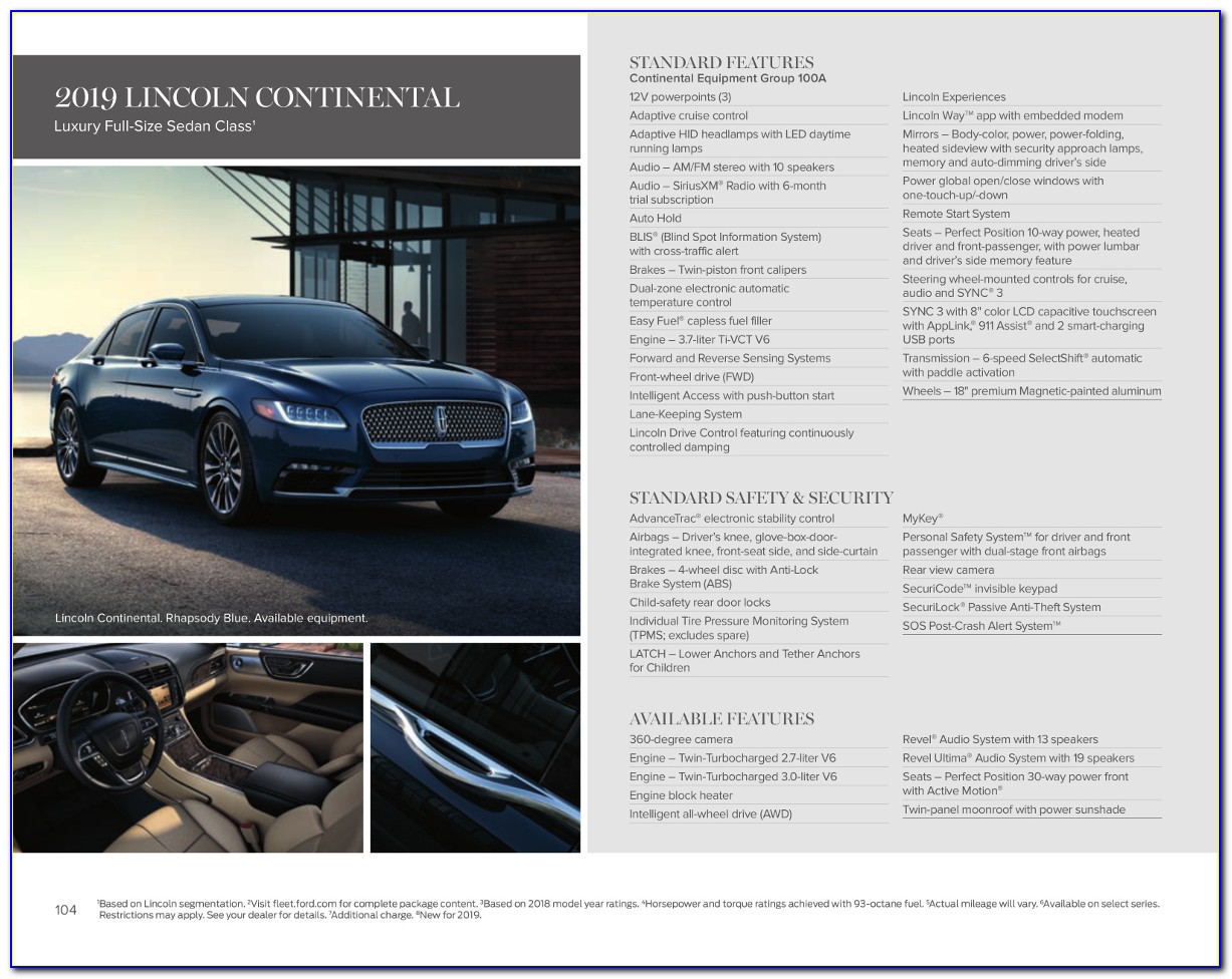 2019 Lincoln Continental Black Label Brochure
