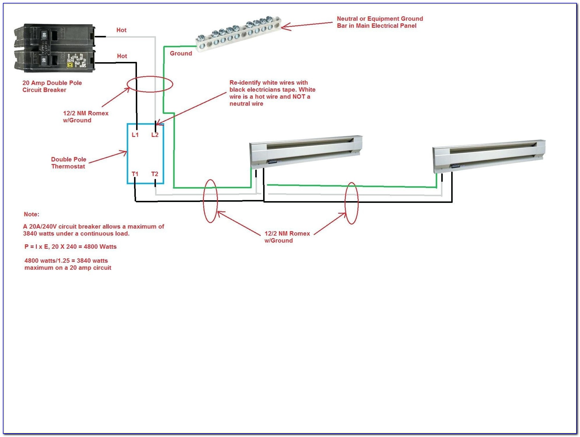 240v Baseboard Heater Thermostat Wiring Diagram