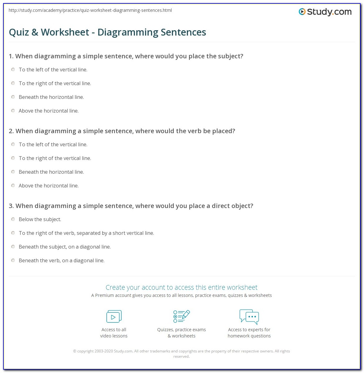 Diagramming Sentences Online Interactive Practice