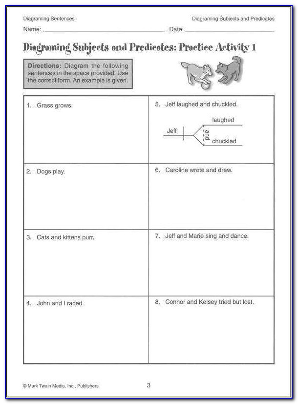 Diagramming Sentences Worksheets 5th Grade