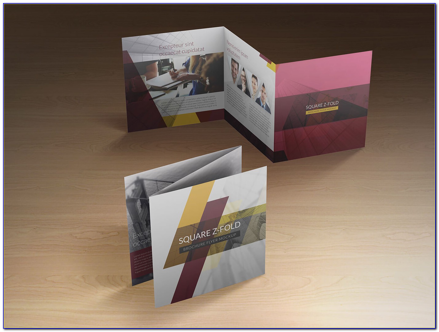 Square Z Fold Brochure Mockup Free