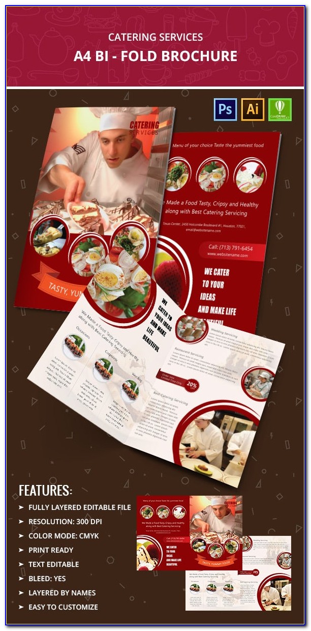 Tri Fold Catering Brochure Template