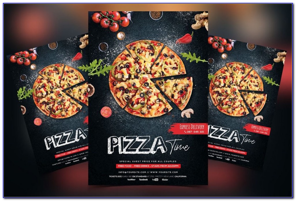 Tri Fold Hot Pizza Brochure Template