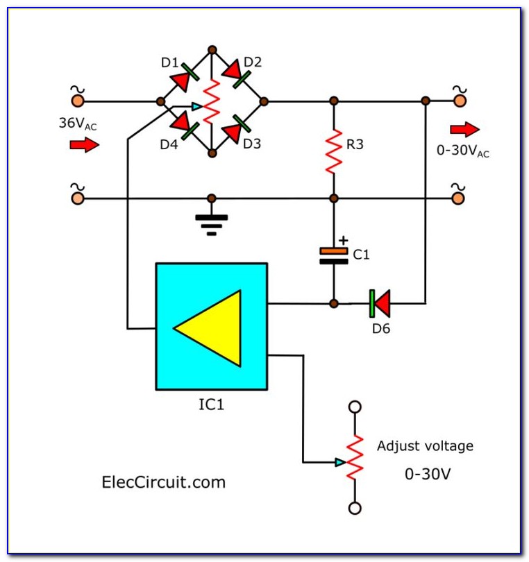 0 30v 10a Variable Power Supply Circuit Diagram