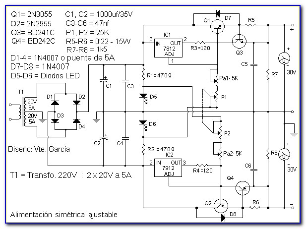 0 30v 5a Variable Power Supply Circuit Diagram