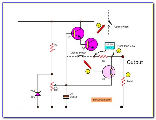 0 30v Stabilized Variable Power Supply With Current Control Circuit Diagram