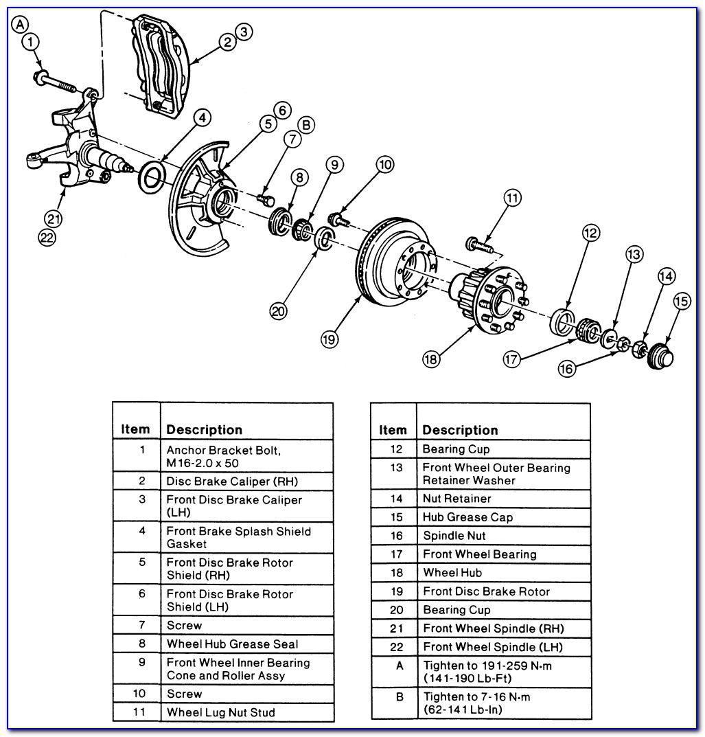 2001 Ford F250 4x4 Front Hub Assembly Diagram