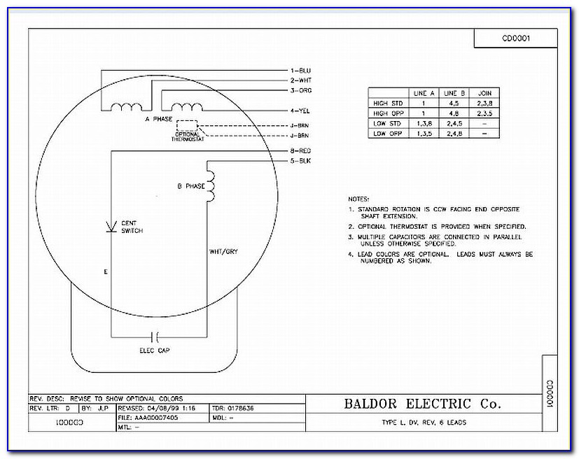 Baldor Electric Motor Capacitor Wiring Diagram