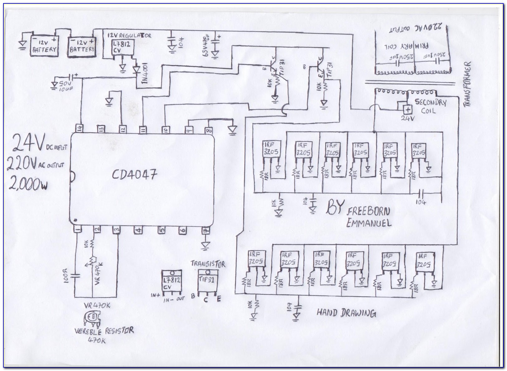 Inverter Circuit Diagram 12v 1000w